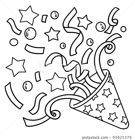 New year confetti isolated coloring page for kids