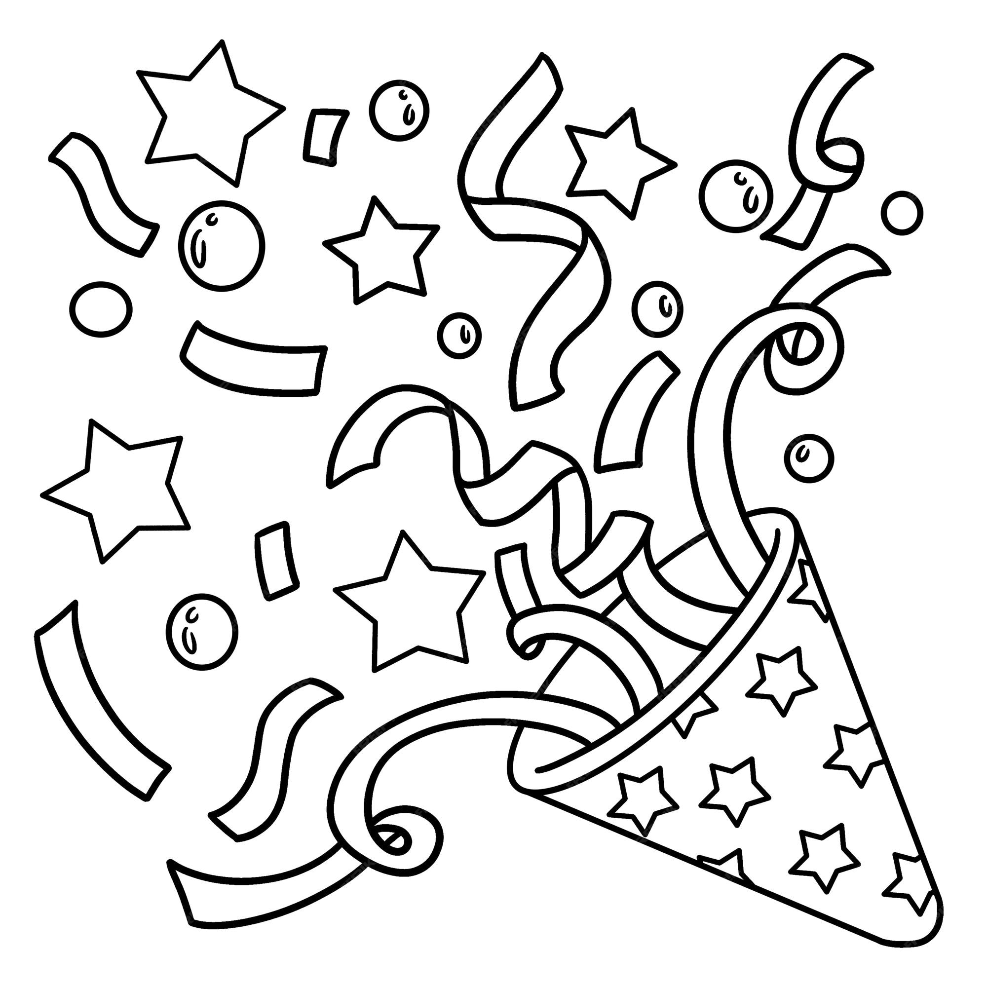 Premium vector new year confetti isolated coloring page for kids