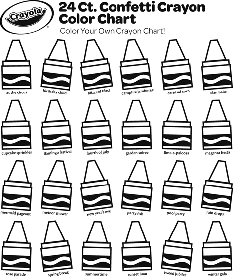 Free confetti crayon coloring chart