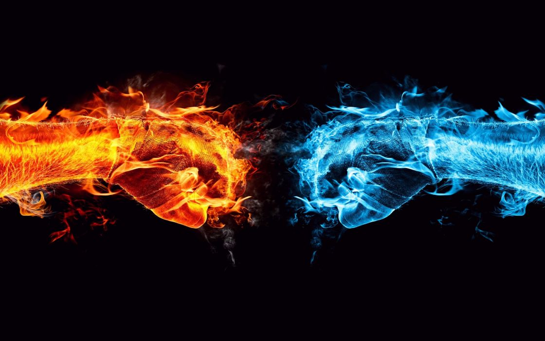 Fire and ice conflict wallpaper x