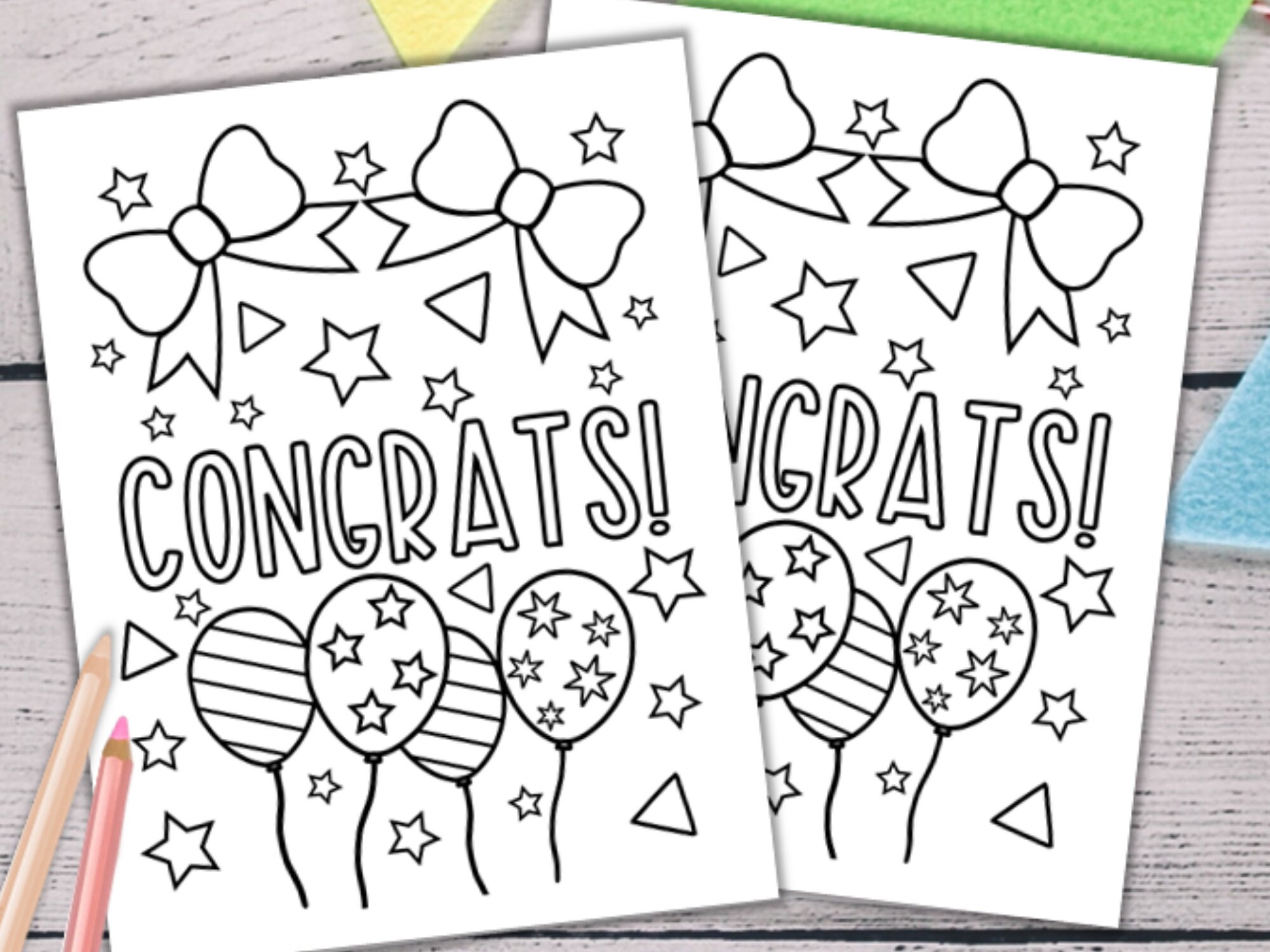 Congratulations cards to color congratulations coloring greeting cards congrats kids coloring pages pdf digital download