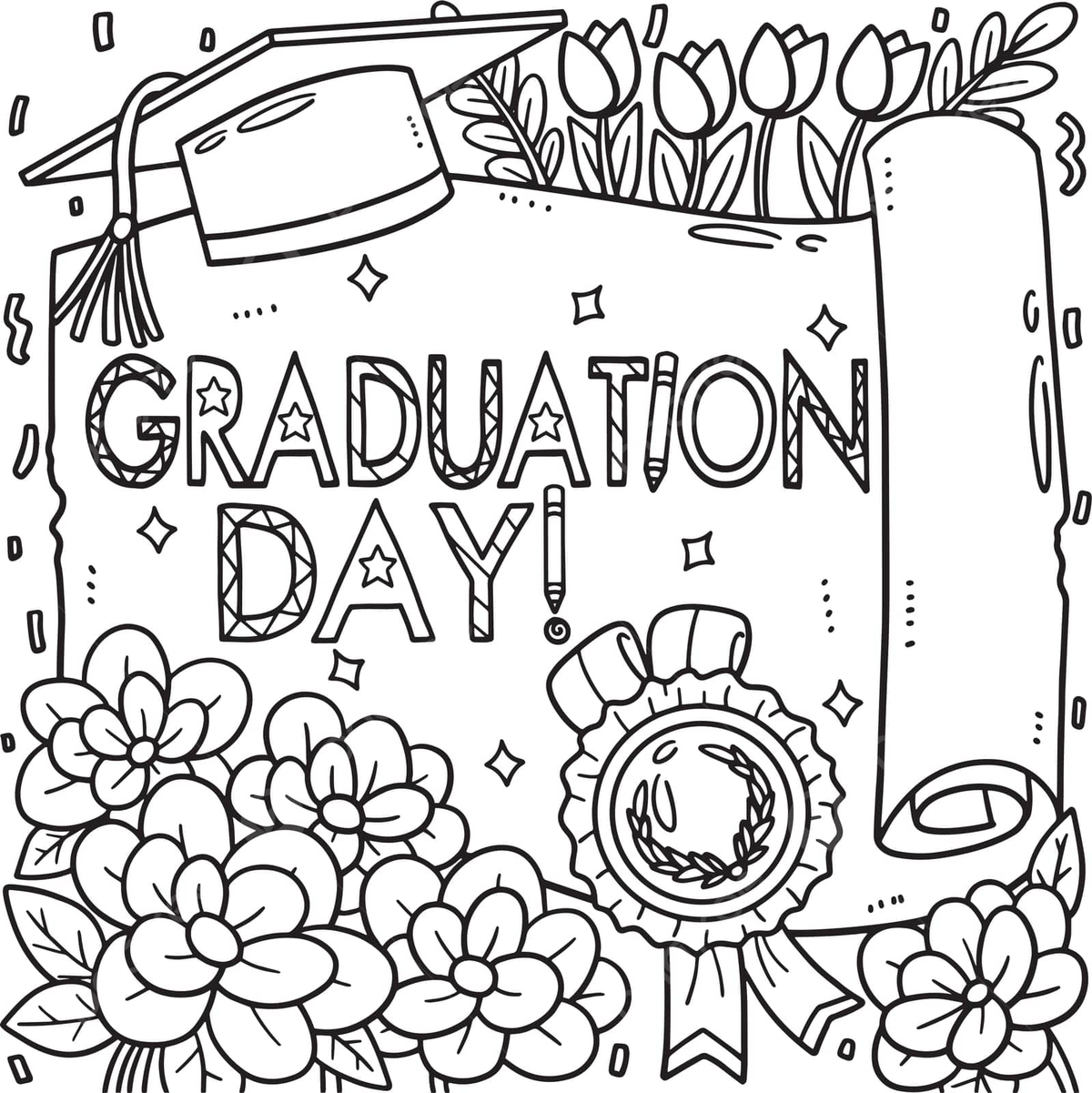 Graduation day coloring page for kids colouring page graphic vector graduation drawing ring drawing kid drawing png and vector with transparent background for free download