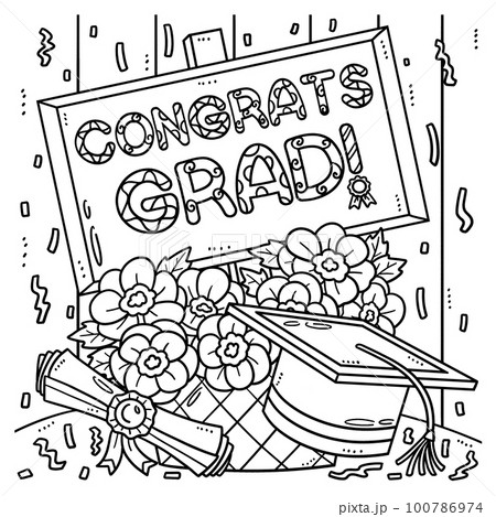 Graduation congrats grad coloring page for kids