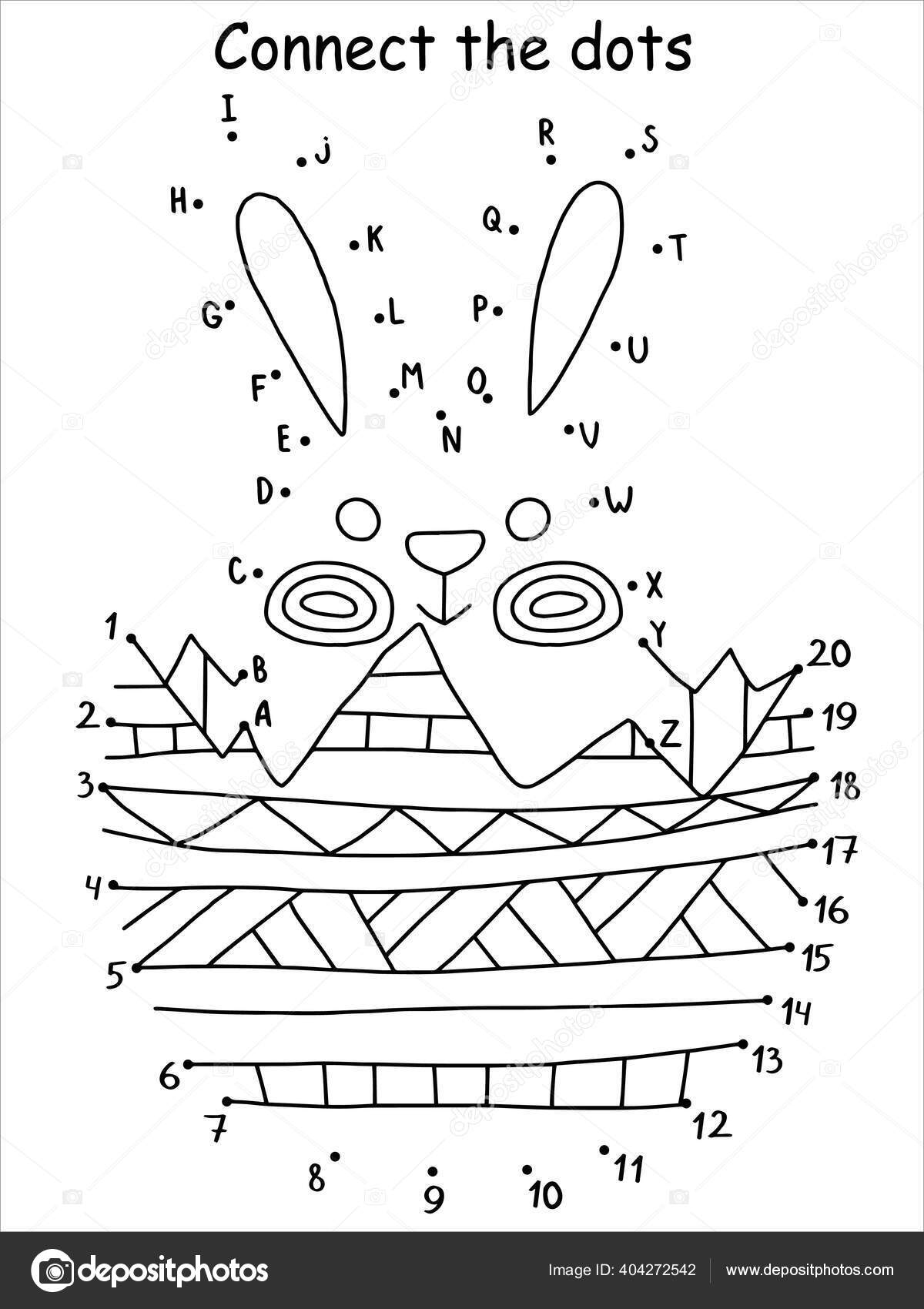 Funny small easter rabbit half colored egg coloring page educational stock vector by funfishyandexru