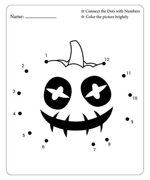 Premium vector halloween dot to dot coloring page for kids premium vector