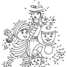 Halloween costumes dot to dot game coloring pages