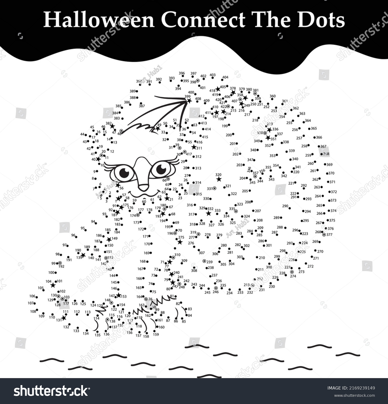 Connect dots halloween coloring page coloring stock vector royalty free