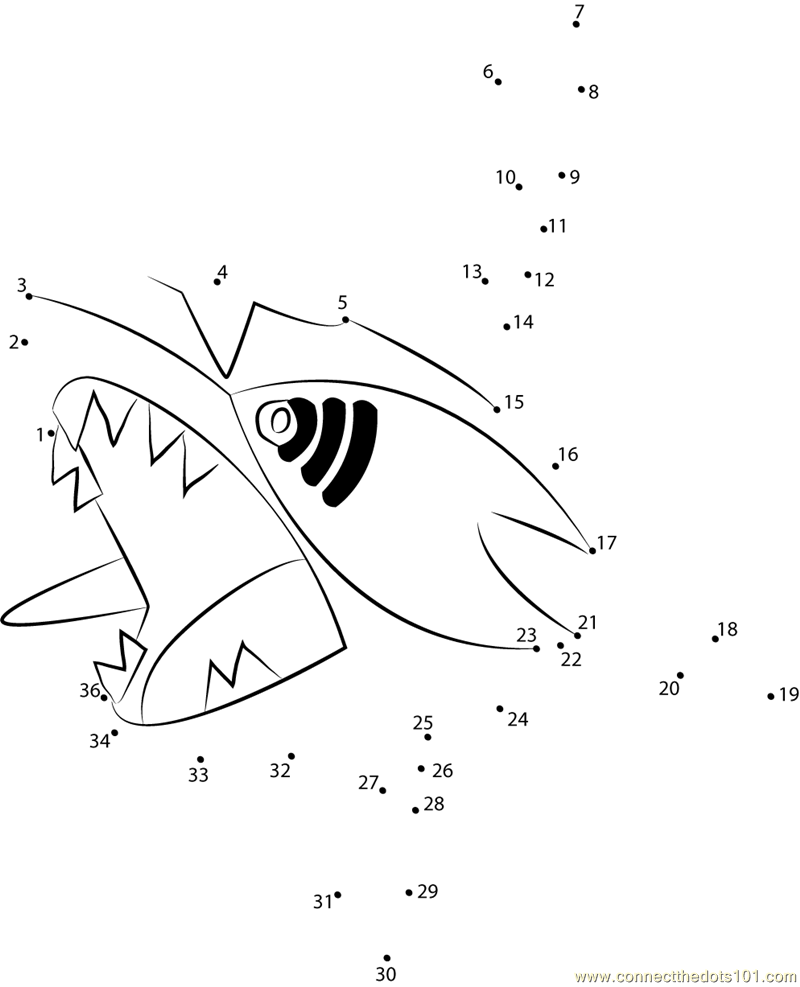 Sharpedo water pokemon dot to dot printable worksheet