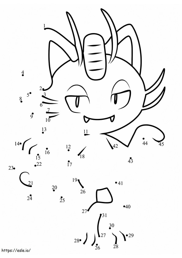 Meowth pokemon dot to dot coloring page