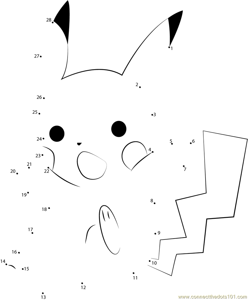 Pokemon connect the dots prtable worksheets pokemon pikachu colorg page pokemon colorg pages