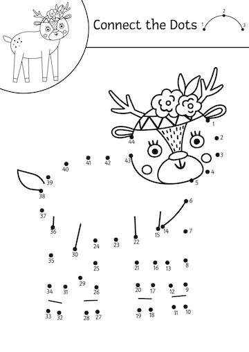 Premium vector vector dottodot and color activity with cute deer spring holiday connect the dots game for children with funny forest animal woodland coloring page for kids xa