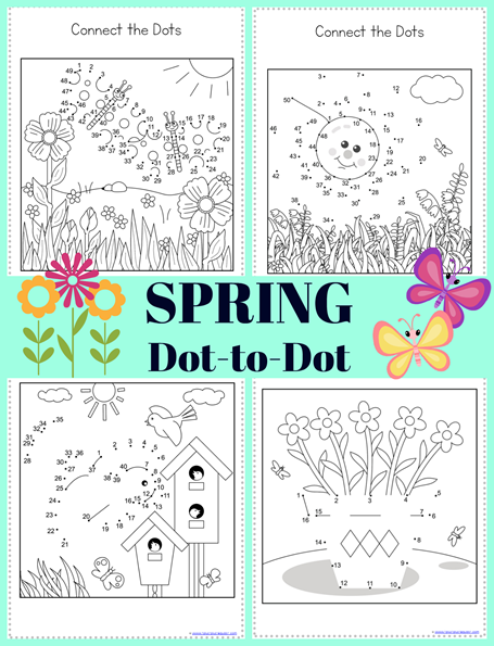 Spring dot to dot printables
