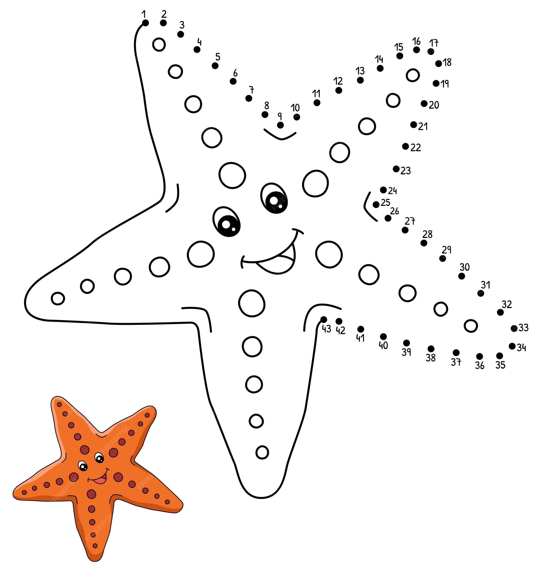 Premium vector dot to dot sea star coloring page for kids