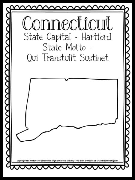 Free printable connecticut state outline coloring page â the art kit