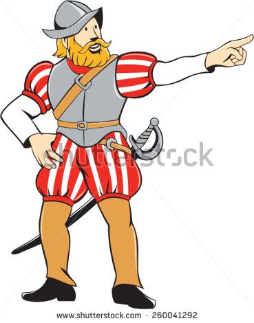 Illustration spanish conquistador pointing looking side stock vector royalty free shutterstock cartoon styles conquistador retro illustration