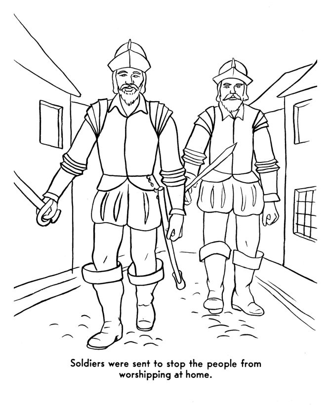 Pilgrims first thanksgiving coloring page