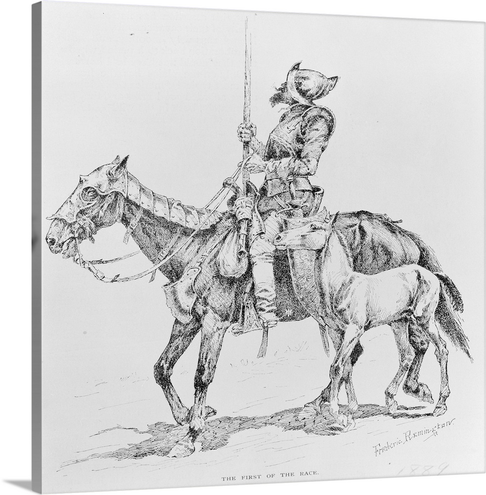 Conquistador atop horse wall art canvas prints framed prints wall peels great big canvas