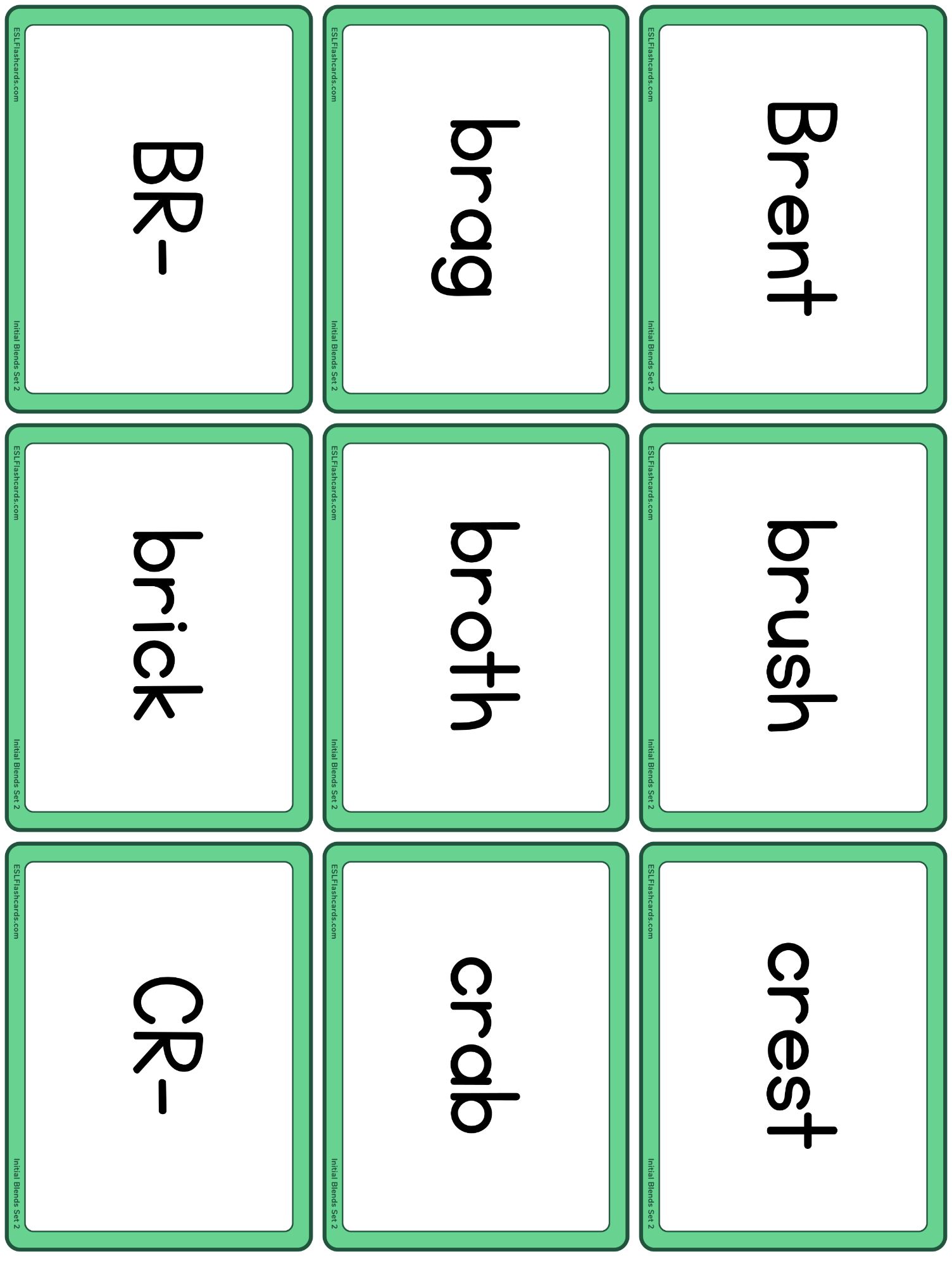 Initial consonant blends â esl flashcards