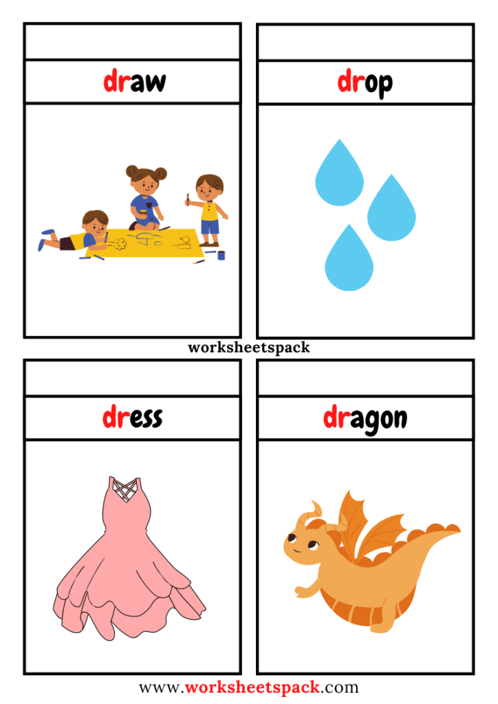 Free dr blend words with pictures dr consonant blend flashcards