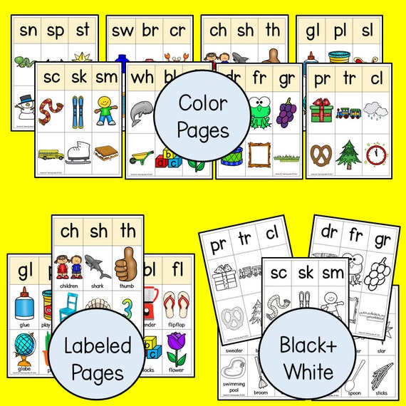 Consonant blends beginning sounds phonics blends phonics printable phonics activity cards learn to read digital download