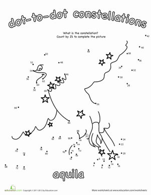 Dot to dot constellation aquila worksheet education kindergarten worksheets constellations education