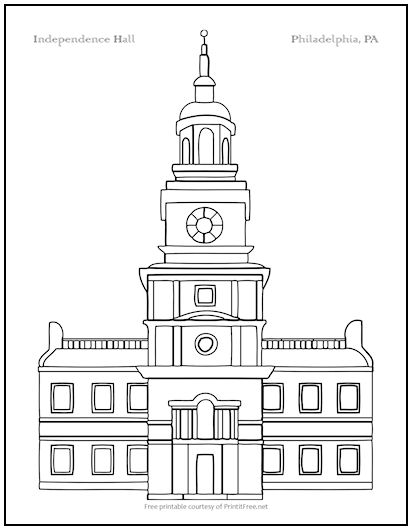 Independence hall coloring page print it free