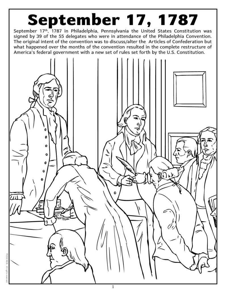 United states constitution imprint coloring book