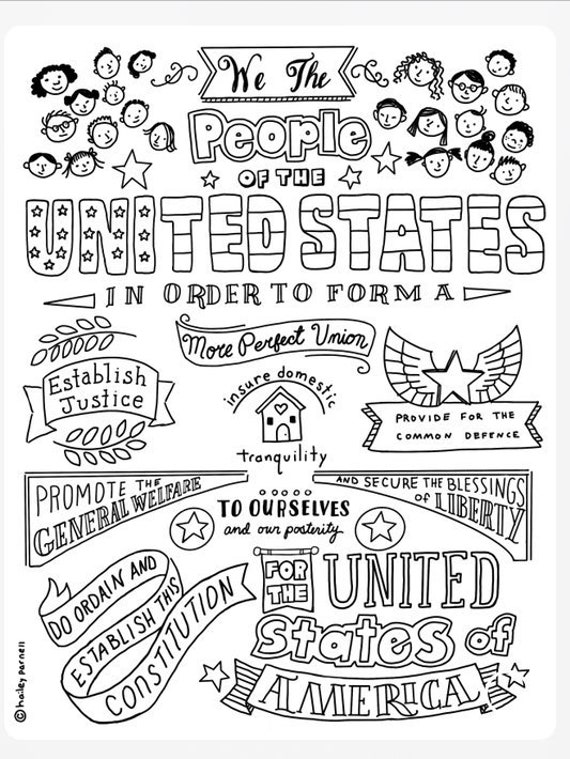 Us constitution coloring page