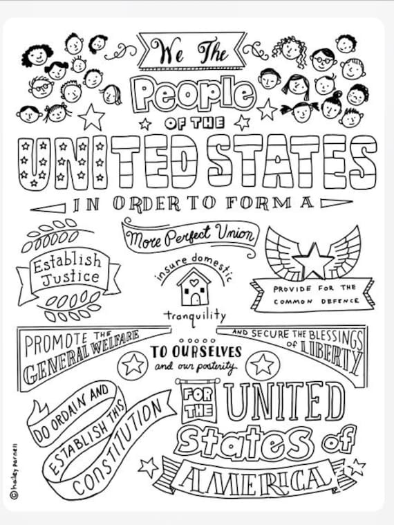 Us constitution coloring page