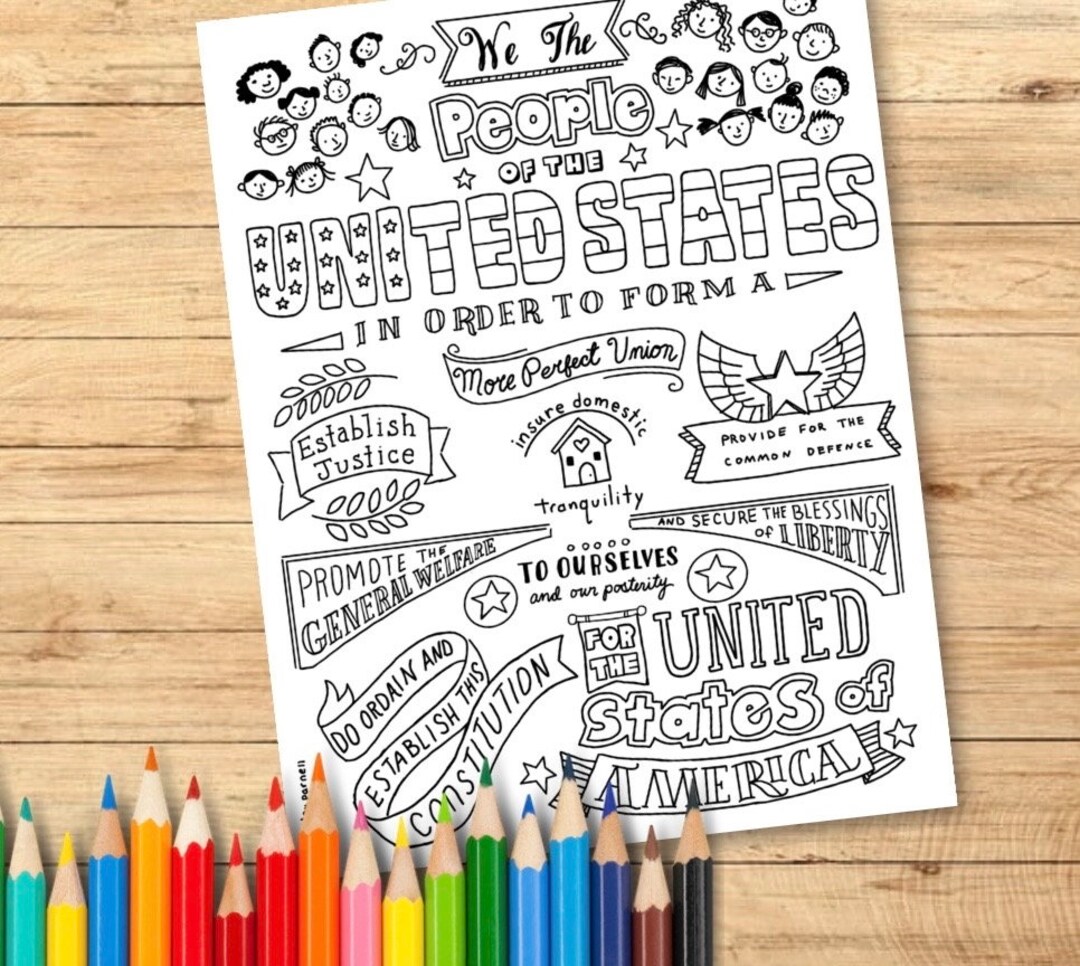 Us constitution coloring page