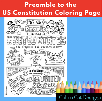 Constitution day preamble coloring page by calico cat designs tpt