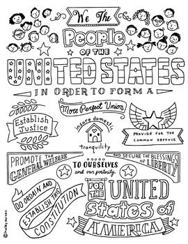 Constitution day preamble coloring page social studies lesson social studies notebook teaching social studies