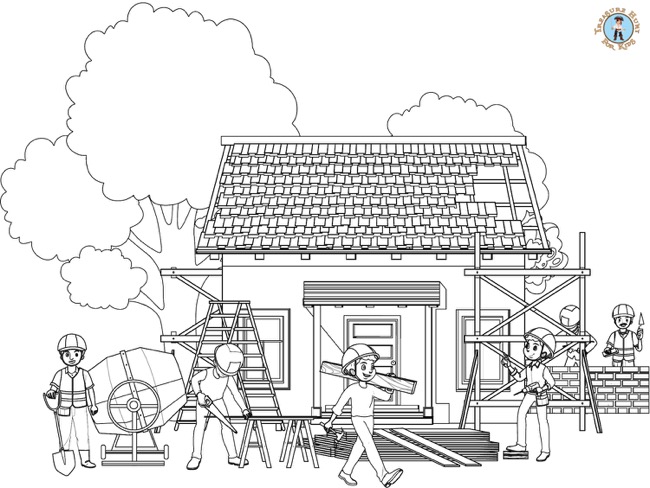 Construction coloring page