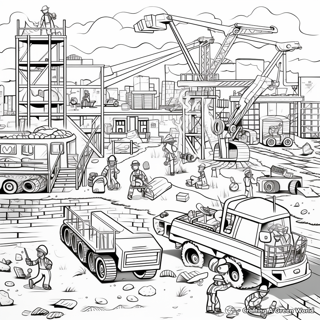 Construction site coloring pages