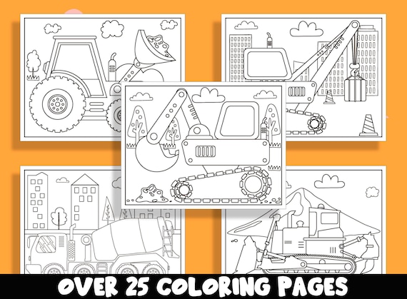 Build and color fun construction coloring pages for kids pages pdf file instant download