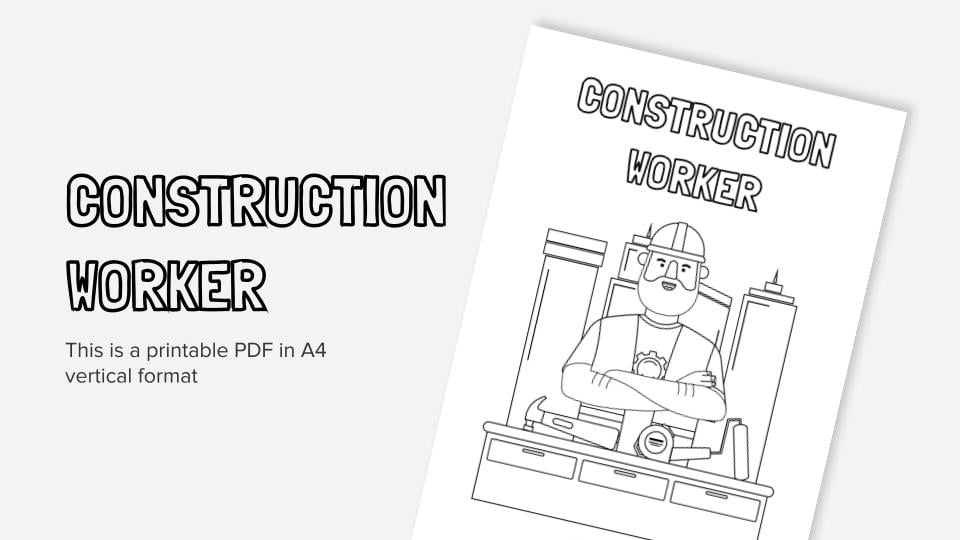 Construction worker printable coloring worksheet