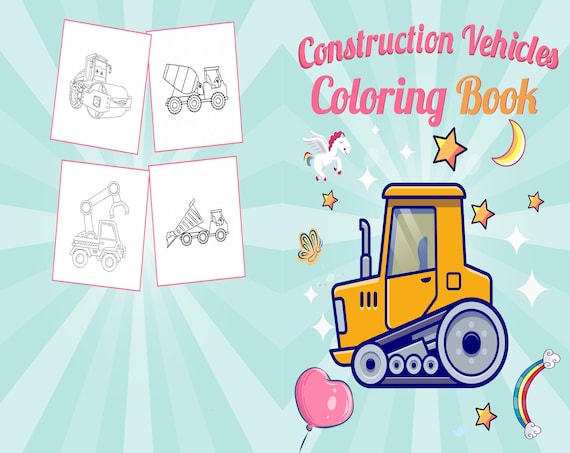 Buy construction vehicles coloring book for kids x printable pdf file kids cute coloring pages for boys and girls ages