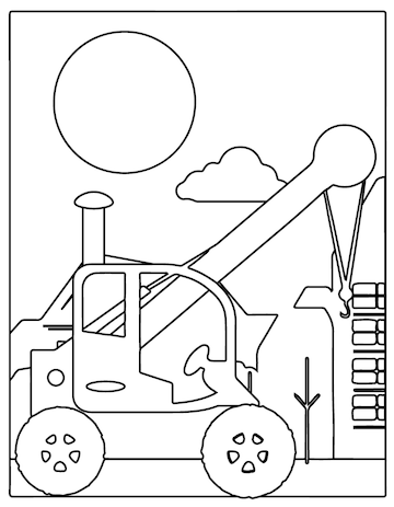 Premium vector construction vehicles coloring page for kids