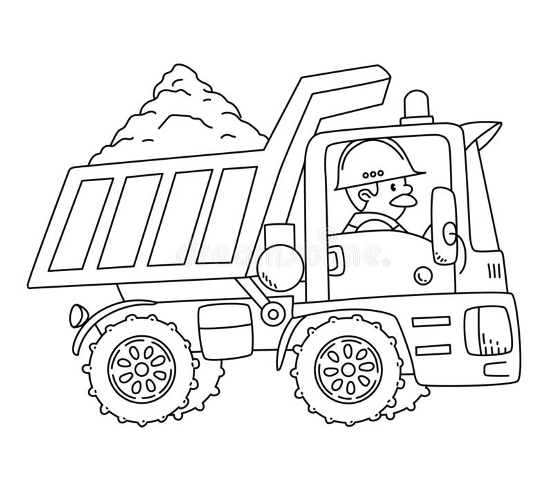 Coloring pages construction worker dump truck coloring book