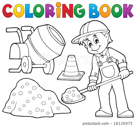 Coloring book construction worker