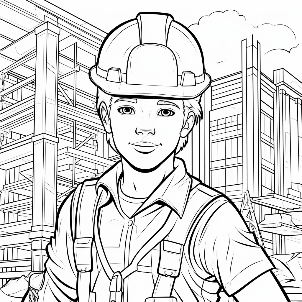 Construction worker coloring pages