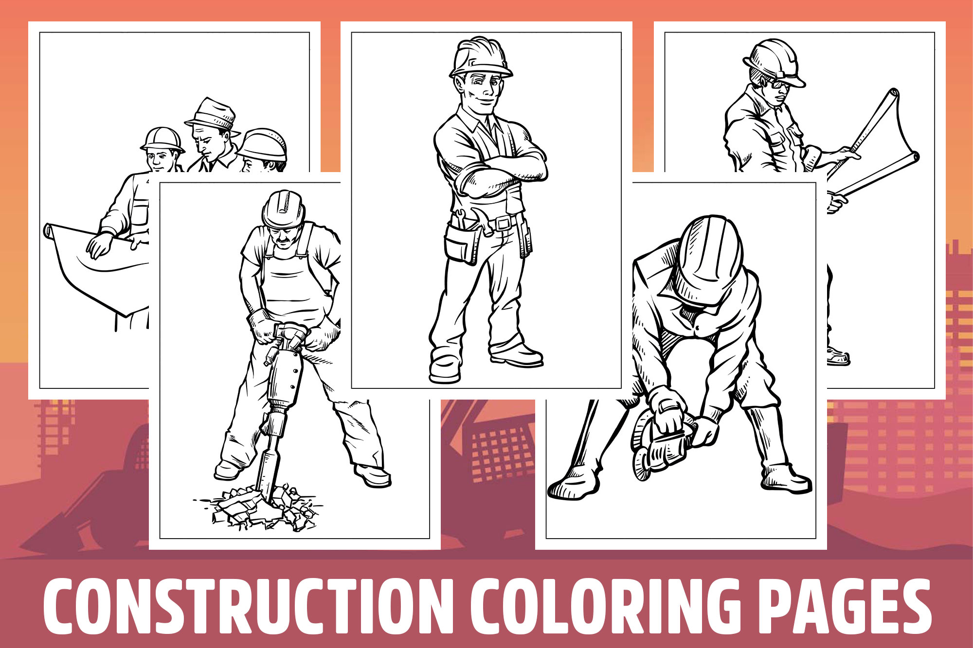 Construction coloring pages for kids girls boys teens birthday school activity made by teachers