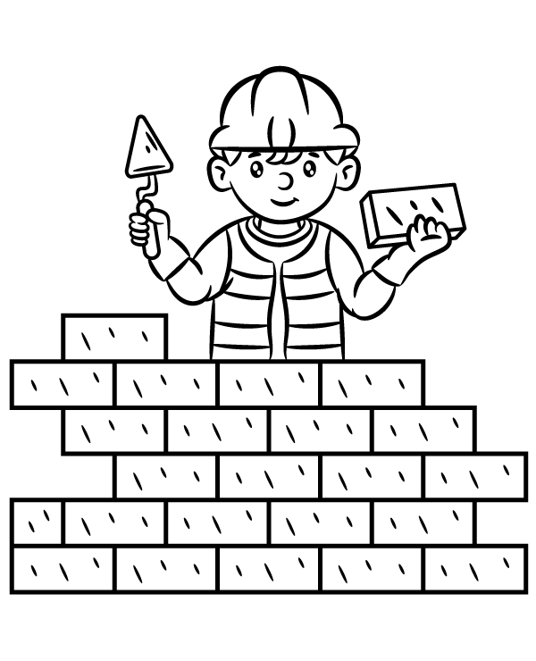 Print cconstruction worker coloring sheet