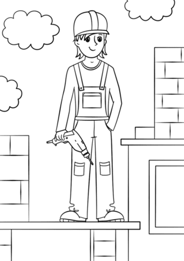 Coloring pages construction worker coloring pages