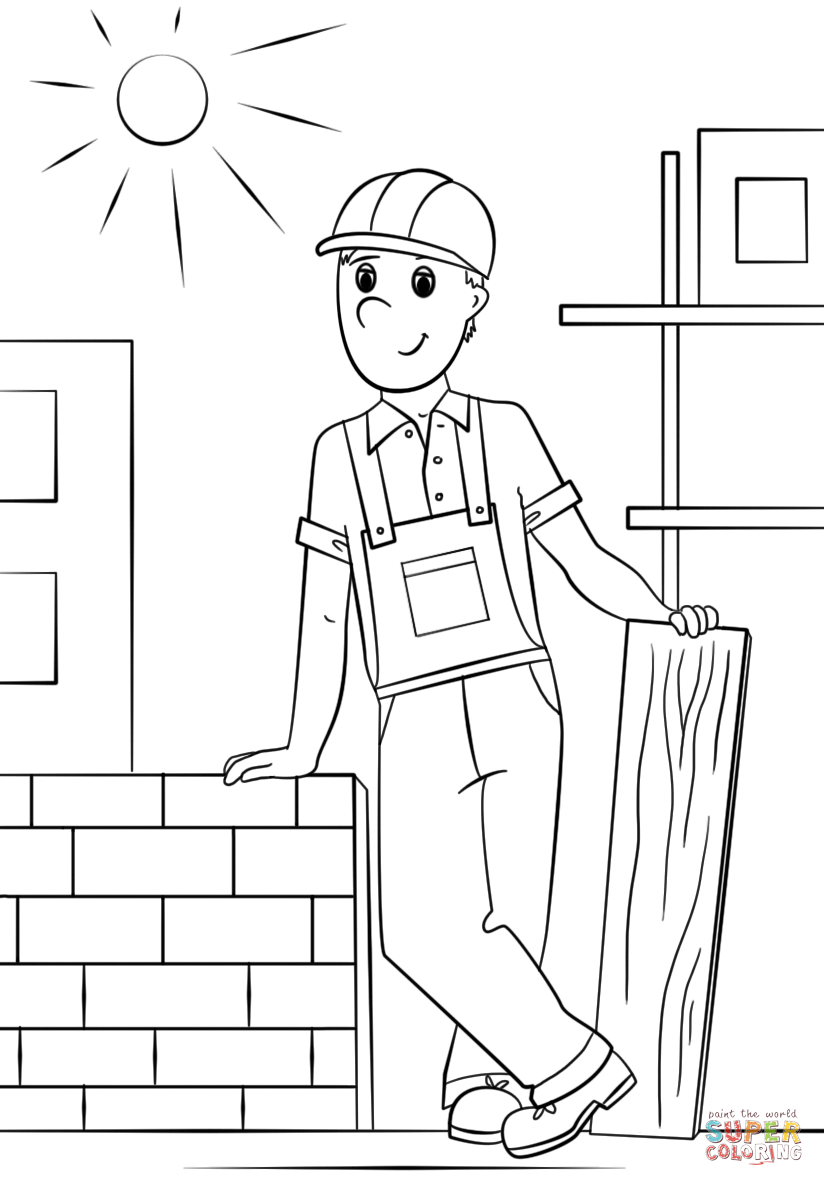 Construction worker coloring page free printable coloring pages