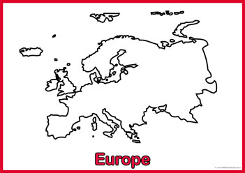 Continents colouring pages