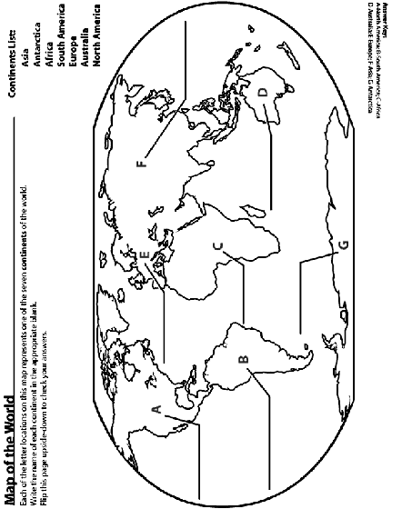 Label the continents coloring page