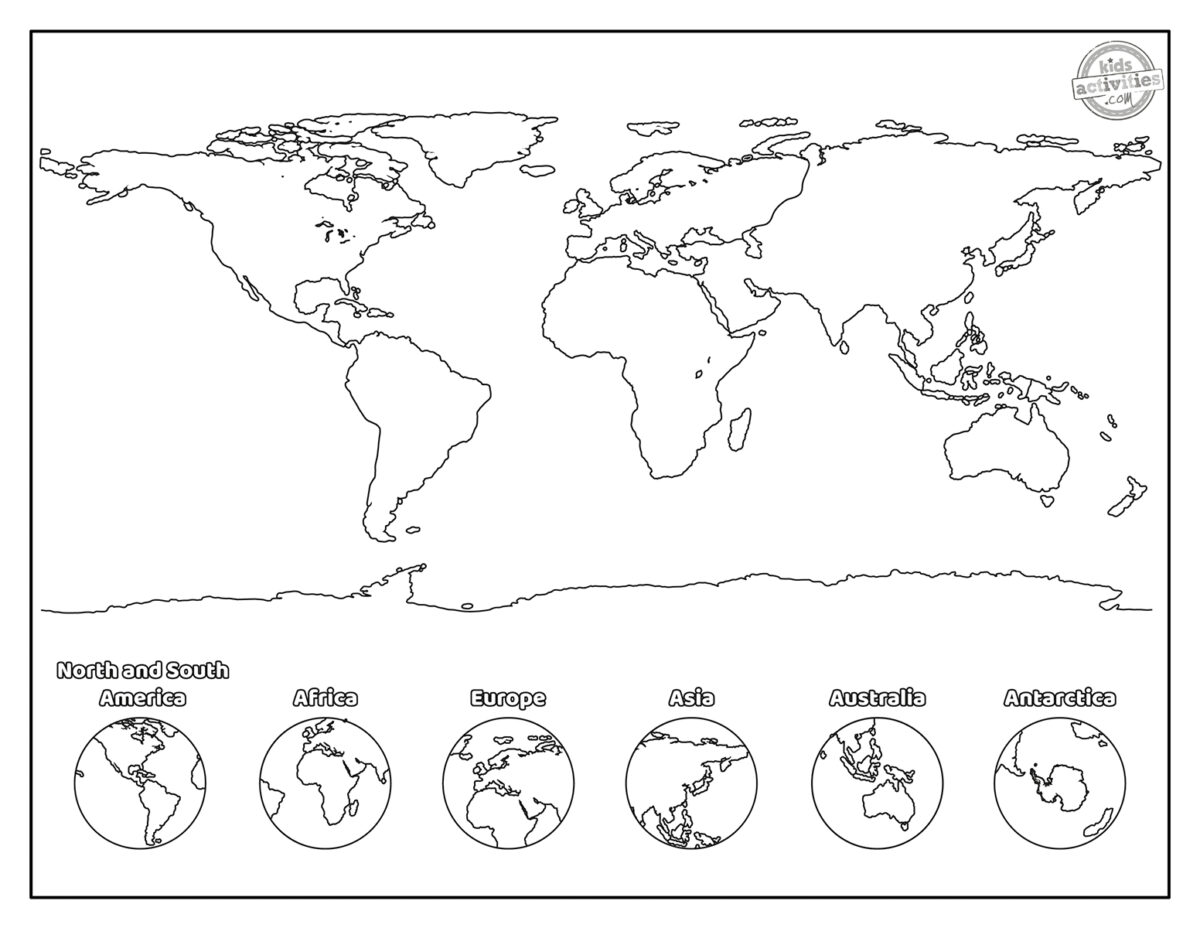 Free printable world map coloring pages kids activities blog