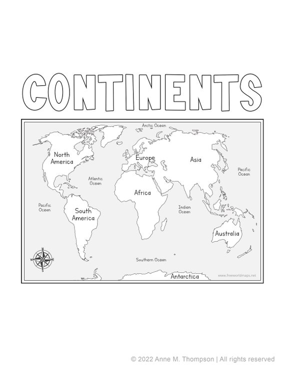 Continents bundle facts and coloring pages worksheets