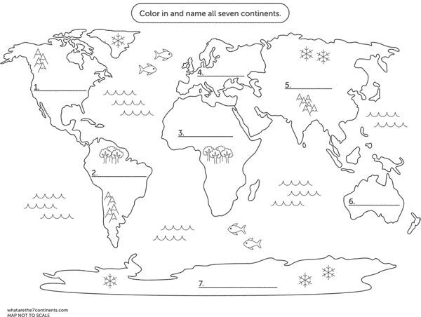 Free coloring map the continents of the world attivitã geografia istruzione linsegnamento della geografia